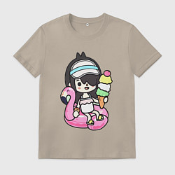 Футболка хлопковая мужская Toca Boca девочка геймер, цвет: миндальный