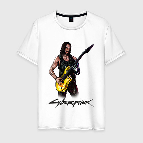 Мужская футболка Cyberpunk 2077 Johnny гитарист / Белый – фото 1