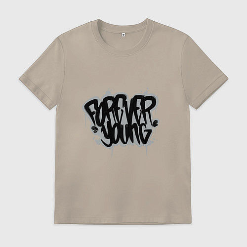 Мужская футболка Forever Young - Навсегда молодой / Миндальный – фото 1