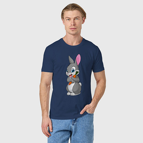 Мужская футболка Зайчик с морковкой! / Тёмно-синий – фото 3
