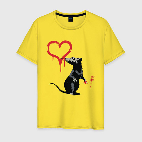 Мужская футболка BANKSY БЭНКСИ крыса и сердце / Желтый – фото 1