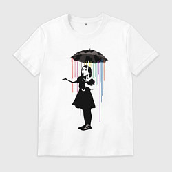 Мужская футболка BANKSY БЭНКСИ девушка под зонтом