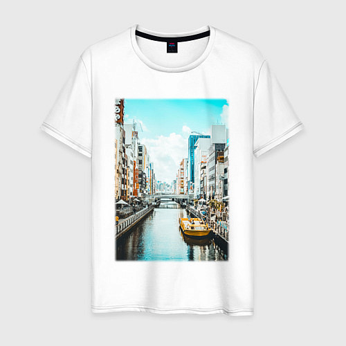 Мужская футболка Водный Канал Осака В Японии / Белый – фото 1