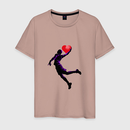 Мужская футболка Сердце Баскетболиста / Пыльно-розовый – фото 1