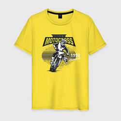 Футболка хлопковая мужская Motocross Мотокросс, цвет: желтый
