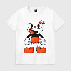 Футболка хлопковая мужская Cuphead красная чашечка, цвет: белый