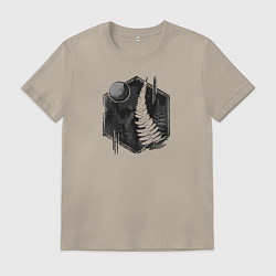 Футболка хлопковая мужская Fern Skull, цвет: миндальный