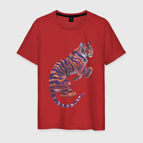 Мужская футболка Галактический тигр / Красный – фото 1
