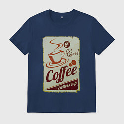 Футболка хлопковая мужская Coffee Cup Retro, цвет: тёмно-синий