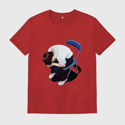 Мужская футболка Синдзи Икари на стуле / Красный – фото 1