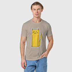 Футболка хлопковая мужская Длинный желтый кот, цвет: миндальный — фото 2