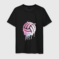 Футболка хлопковая мужская Volleyball Colors, цвет: черный