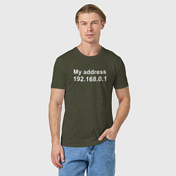 Футболка хлопковая мужская МОЙ АДРЕС MY ADRESS, цвет: меланж-хаки — фото 2