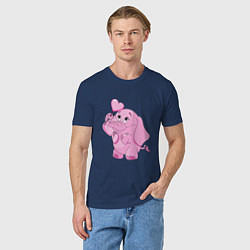 Футболка хлопковая мужская Розовый слонёнок, цвет: тёмно-синий — фото 2