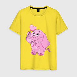 Футболка хлопковая мужская Розовый слонёнок, цвет: желтый