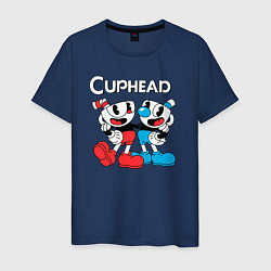 Футболка хлопковая мужская Cuphead Чашечки, цвет: тёмно-синий