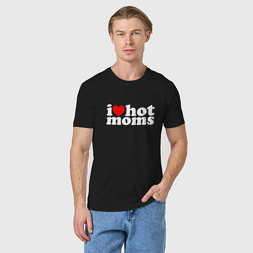 Мужская футболка I LOVE HOT MOMS / Черный – фото 3