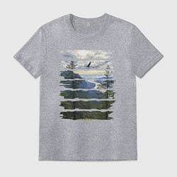 Мужская футболка Горы, небо и птицы