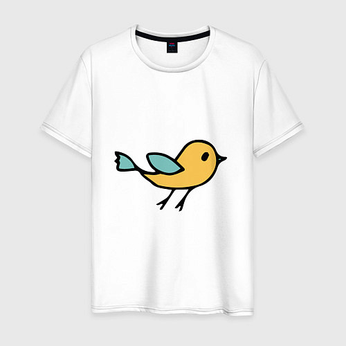Мужская футболка Птицы голубого и желтого цвета / Белый – фото 1