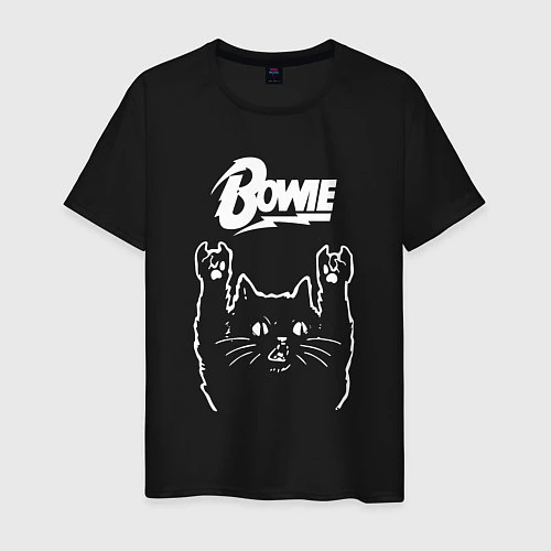 Мужская футболка Bowie Рок кот / Черный – фото 1
