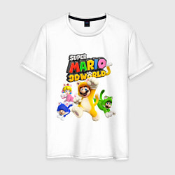 Футболка хлопковая мужская Super Mario 3D World Nintendo Team of heroes, цвет: белый