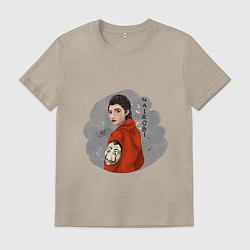 Футболка хлопковая мужская Бумажный дом Найроби, цвет: миндальный