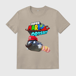 Футболка хлопковая мужская Super Mario Odyssey Bullet Bill Nintendo, цвет: миндальный