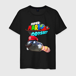 Футболка хлопковая мужская Super Mario Odyssey Bullet Bill Nintendo, цвет: черный
