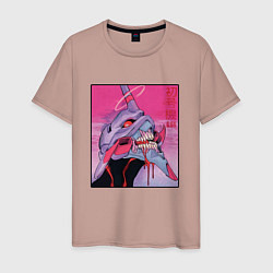 Футболка хлопковая мужская Ева 02 Neon Evangelion, цвет: пыльно-розовый