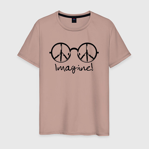 Мужская футболка Очки Джона Леннона Imagine / Пыльно-розовый – фото 1