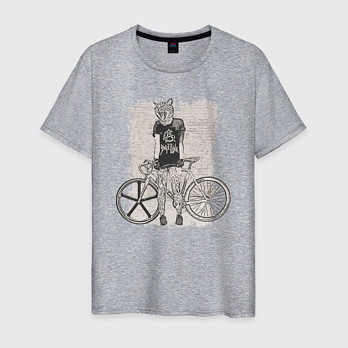 Мужская футболка Bike punk кошечка / Меланж – фото 1