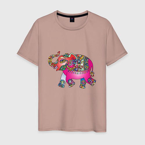 Мужская футболка СЛОНЕНОК В ЦВЕТЕ / Пыльно-розовый – фото 1