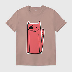 Футболка хлопковая мужская Красный кот - пират, цвет: пыльно-розовый