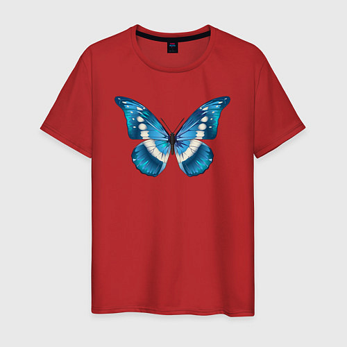 Мужская футболка Blue butterfly синяя бабочка / Красный – фото 1