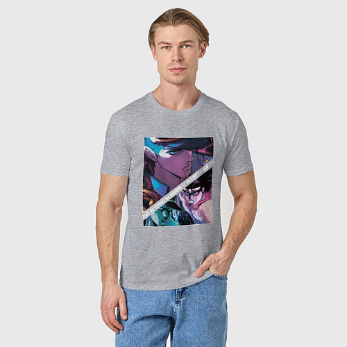 Мужская футболка Джотаро Куджо из ДжоДжо / Меланж – фото 3
