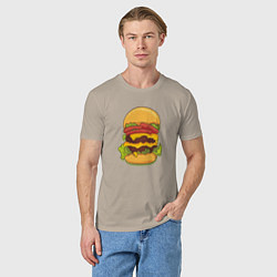 Футболка хлопковая мужская Самый вкусный гамбургер, цвет: миндальный — фото 2