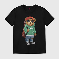 Футболка хлопковая мужская КРУТОЙ МИШКА COOL BEAR, цвет: черный