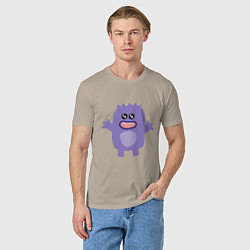 Футболка хлопковая мужская Purple monster, цвет: миндальный — фото 2