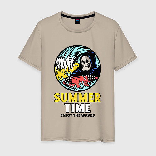 Мужская футболка Summer time enjoy the waves / Миндальный – фото 1