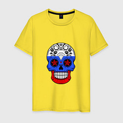 Футболка хлопковая мужская Russian Skull, цвет: желтый