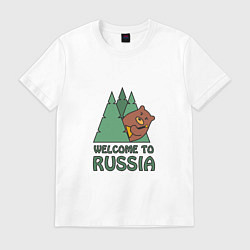 Футболка хлопковая мужская Welcome - Russia, цвет: белый