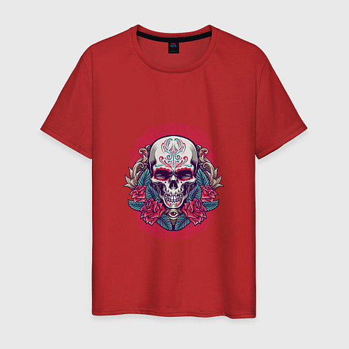 Мужская футболка Roses Skull / Красный – фото 1