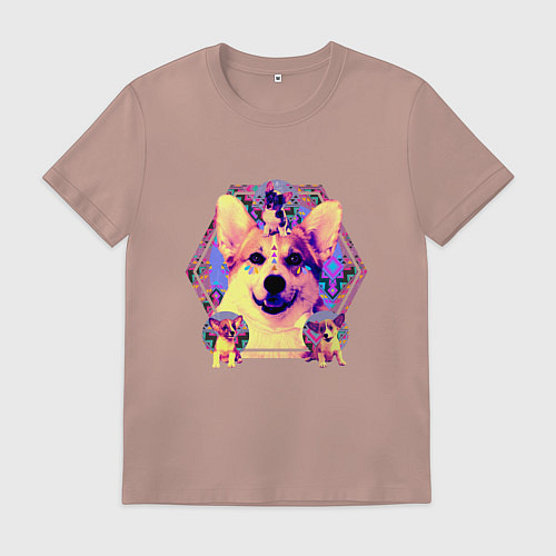 Мужская футболка Коллаж с Корги Психоделика / Пыльно-розовый – фото 1