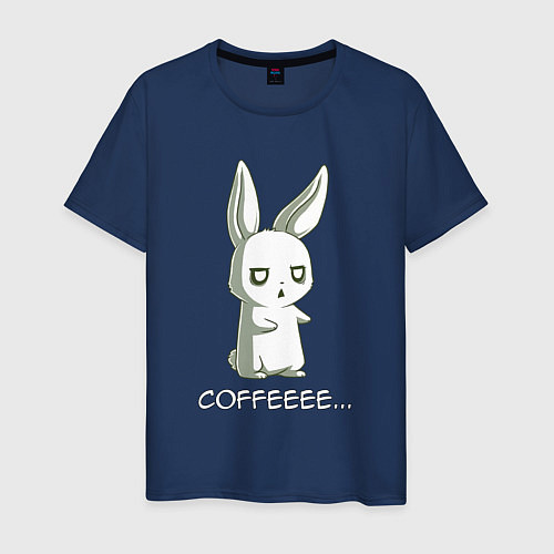 Мужская футболка Заяц хочет кофе / Тёмно-синий – фото 1
