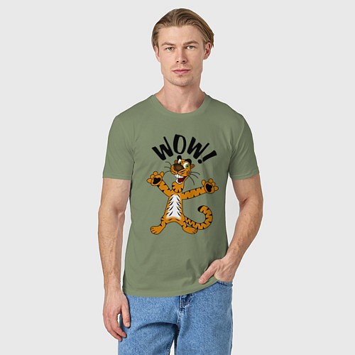 Мужская футболка Офигевший тигр Wow! / Авокадо – фото 3