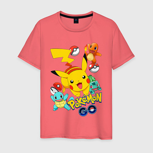 Мужская футболка ПОКЕМОНЫ POKEMON / Коралловый – фото 1