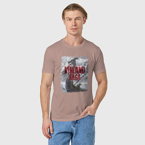 Мужская футболка Торфинн на дракаре / Пыльно-розовый – фото 3