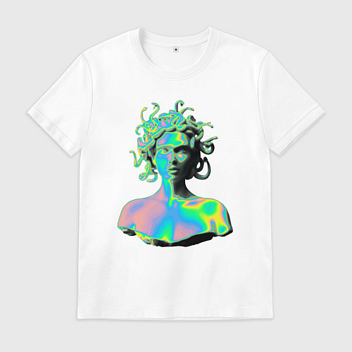 Мужская футболка Gorgon Medusa Vaporwave Neon / Белый – фото 1