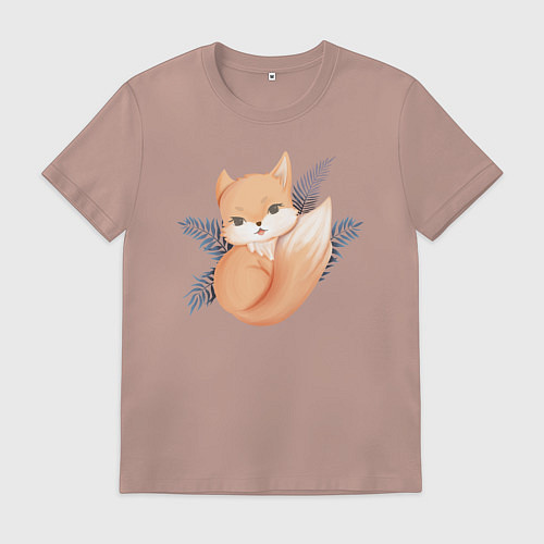 Мужская футболка Милый Лисёнок На Ветках / Пыльно-розовый – фото 1
