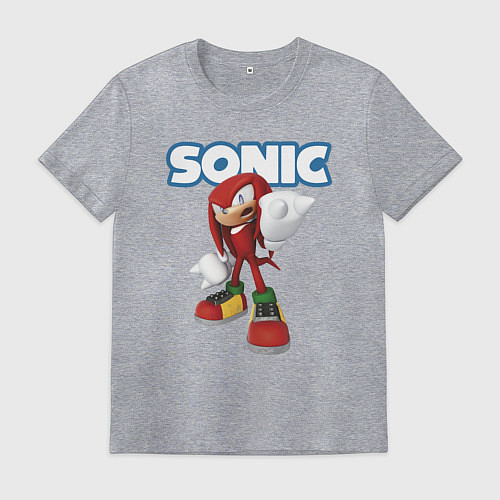 Мужская футболка Knuckles Echidna Sonic Video game Ехидна Наклз Вид / Меланж – фото 1